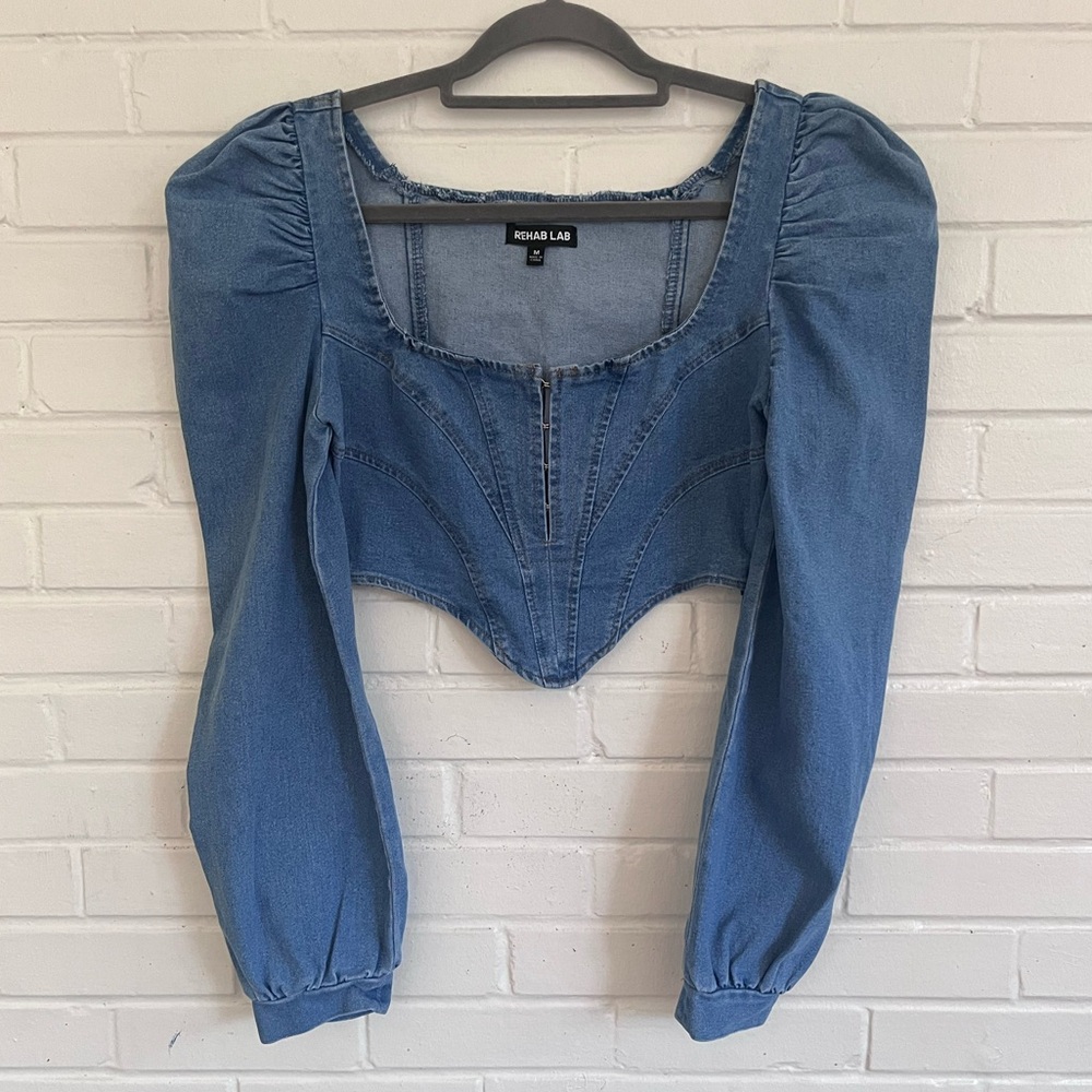 Kendall & Kylie Blue Denim Crop Top